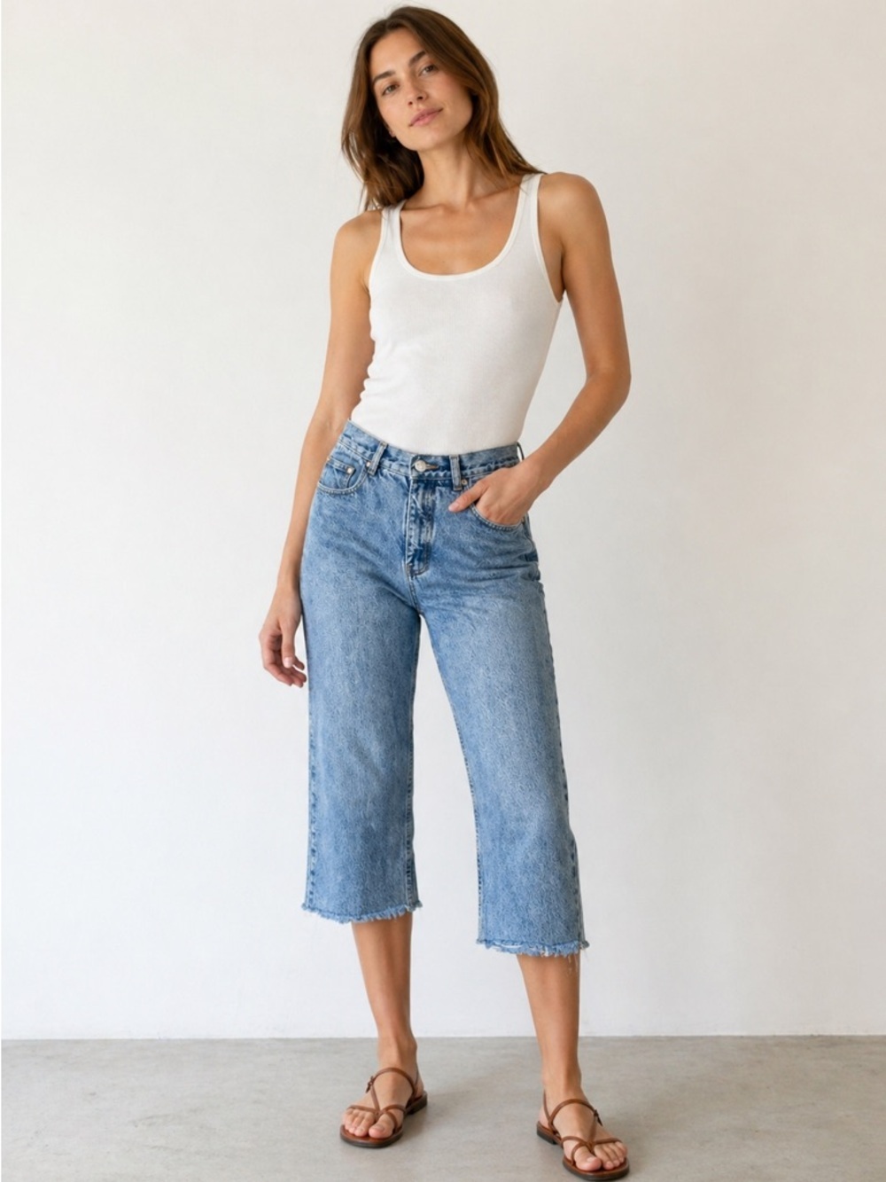Vintage Texwood Apple Jeans 90s Original Basics Baggy Capri Raw Hem Size 27